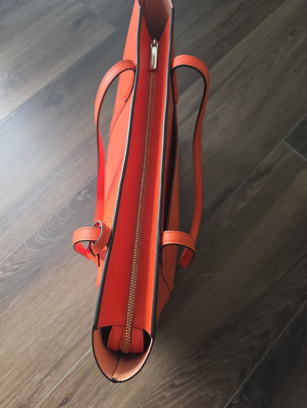kate spade Bright Orange Pebbled Leather Tote with Shoulder Straps - Picture 8 of 12